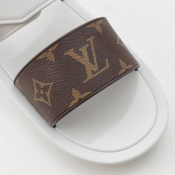 ルイヴィトン Louis Vuitton サンバスライン モノグラム ラバー フラットサンダル 1A66WY ホワイト ブラウン 36 中古 通販  retro レトロ