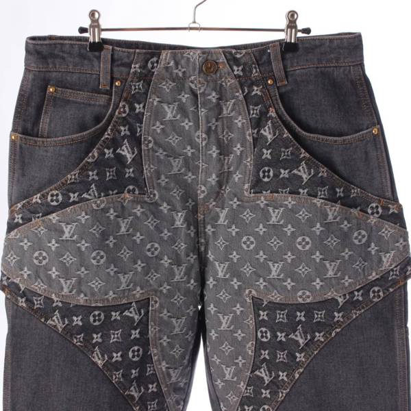 ルイヴィトン Louis Vuitton 23AW メンズ モノグラム フラワー デニムパンツ ジーンズ 1ABYE9 グレー 33 中古 通販  retro レトロ