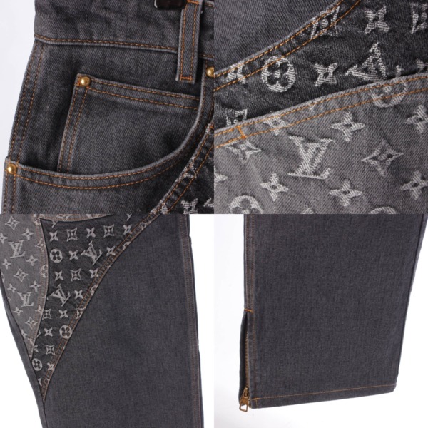 ルイヴィトン Louis Vuitton 23AW メンズ モノグラム フラワー デニムパンツ ジーンズ 1ABYE9 グレー 33 中古 通販  retro レトロ