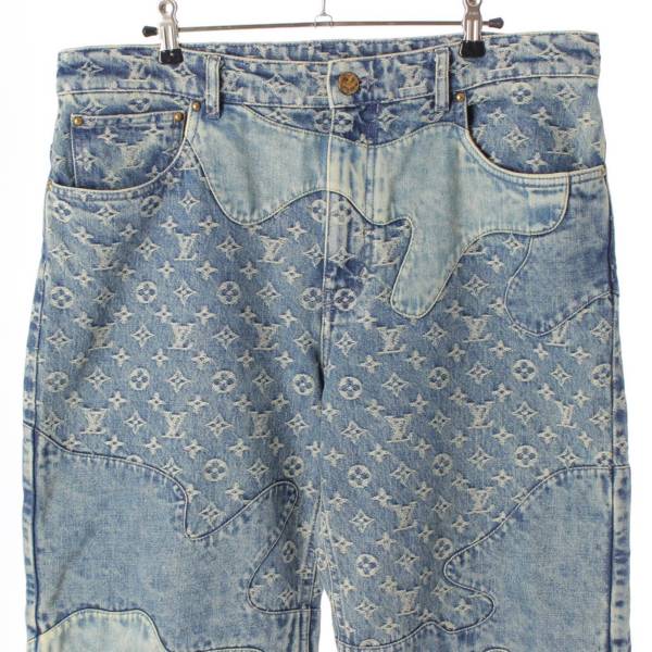 ルイヴィトン Louis Vuitton メンズ 22SS NIGO モノグラムデニム パッチワーク ストレートパンツ インディゴ 32 中古 通販  retro レトロ