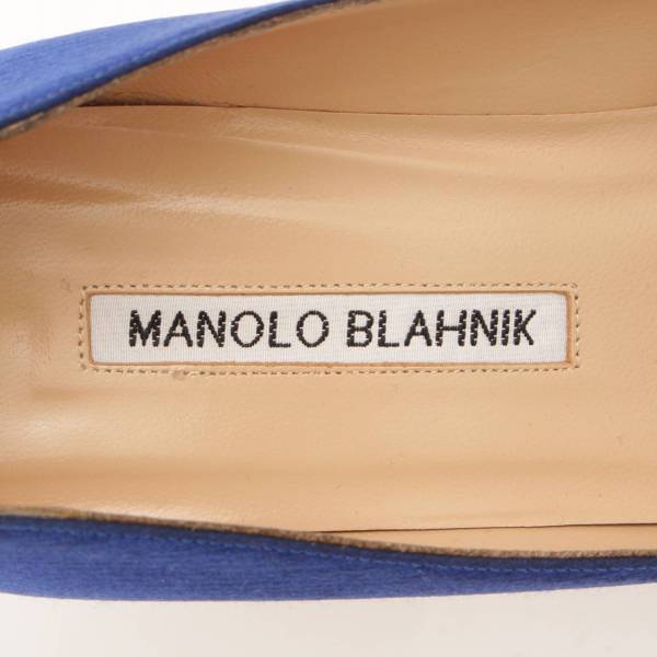 マノロ ブラニク(Manolo Blahnik) ハンギシ サテン パンプス ブルー 37