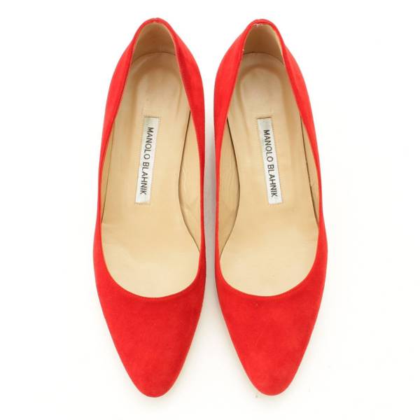 マノロ ブラニク(Manolo Blahnik) スエード ヒール パンプス レッド 36