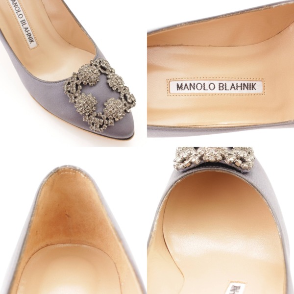 マノロ ブラニク(Manolo Blahnik) ハンギシ ビジューバックル サテン 