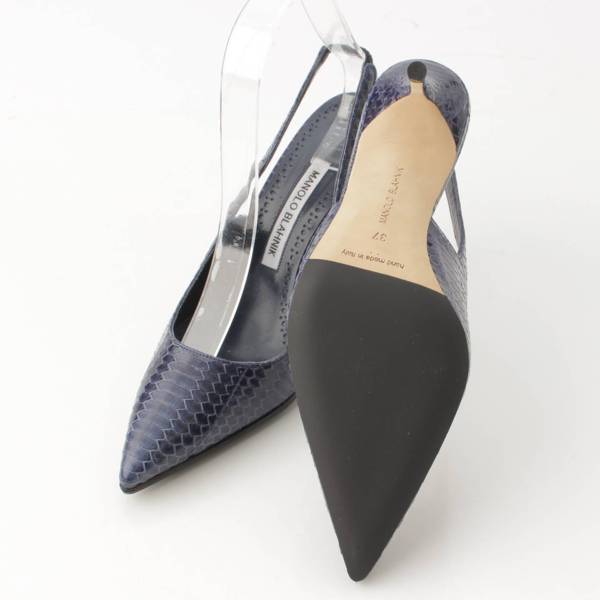 マノロブラニク(Manolo Blahnik) ALLURA パイソン スリングバック パンプス ミュール ブルー 37 中古 通販 retro レトロ