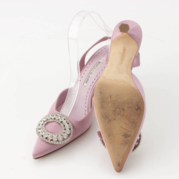 マノロブラニク Manolo Blahnik FIBOSLAC ビジューバックル サテン 