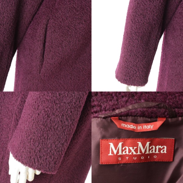身幅→47センチ【女優襟】MaxMara　マックスマーラ アルパカ混　ウール　紫　パープル