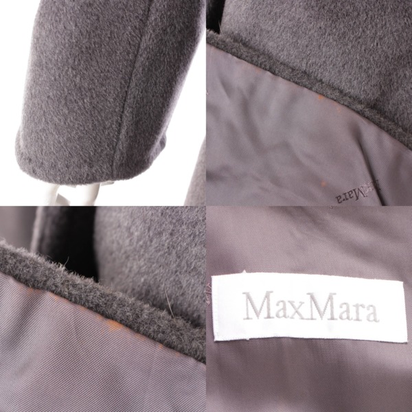 マックス マーラ(Max mara) ファー付き カシミヤ混 ベルテッド ロングコート 白タグ グレー 38 中古 通販 retro レトロ