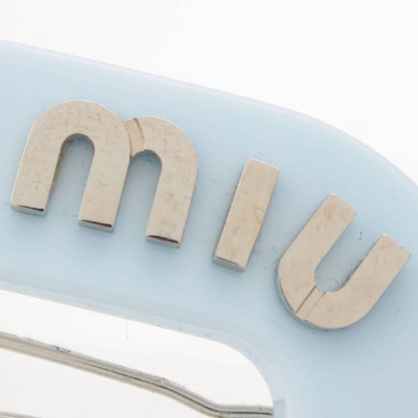 ミュウミュウ Miu Miu リジットプレックス ロゴ ヘアクリップ バレッタ ヘアピン ライトブルー 中古 通販 retro レトロ