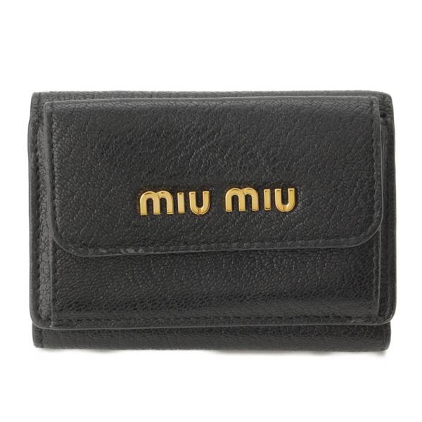 ミュウミュウ Miu Miu ロゴ レザー コンパクトウォレット 三つ折り財布 