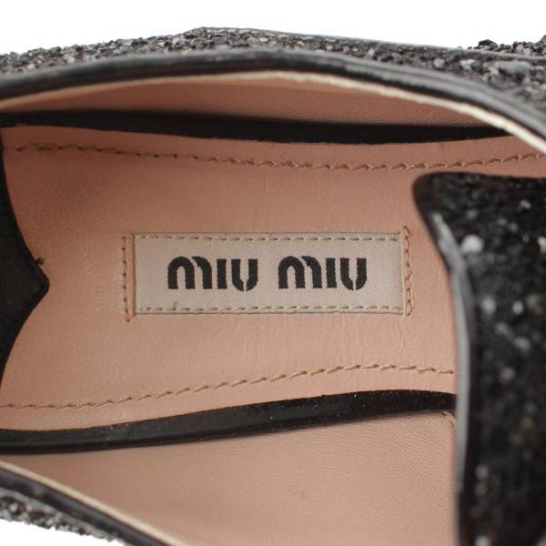 ミュウミュウ(Miu Miu) レースアップ グリッター ビジュー クリスタル