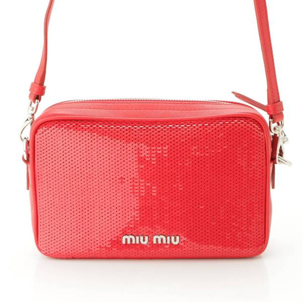 ミュウミュウ(Miu Miu) スパンコール ショルダーバッグ 5BH118 レッド