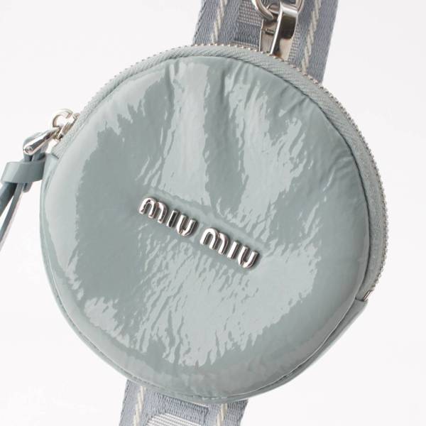 ミュウミュウ Miu Miu パテント ロゴ ポーチ付き ショルダー バッグ 5BH194 ブルー 中古 通販 retro レトロ