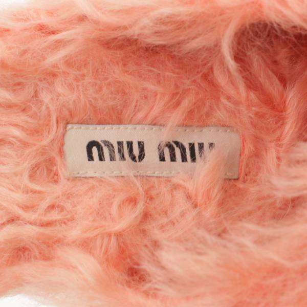 ミュウミュウ(Miu Miu) ファー クロス 厚底 サンダル ピンク 38 中古