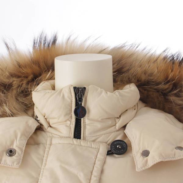 モンクレール Moncler 12年 キッズ GENEVRIER Type ファーフード ベルト ダウンコート アイボリー 140cm 中古 通販  retro レトロ