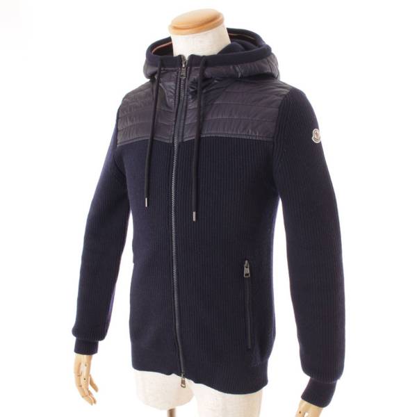 モンクレール(Moncler) メンズ MAGLIONE TRICOT CARDIGAN ニット切替ダウン パーカー ネイビー S 中古 通販  retro レトロ