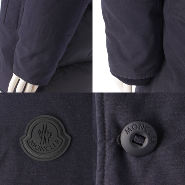 モンクレール Moncler 17年 メンズ AURELIEN オーレリアン ファー フード ダウンコート 42333 ネイビー 2 中古 通販  retro レトロ