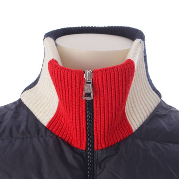 モンクレール Moncler 18年 メンズ MAGLIA CARDIGAN ハイネック ダウン切替 カーディガン ネイビー L 中古 通販  retro レトロ