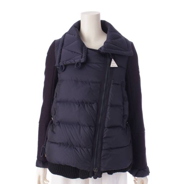 モンクレール Moncler 16年 LAURINE 異素材切替 ダウンジャケット ネイビー×ブラック 00 中古 通販 retro レトロ