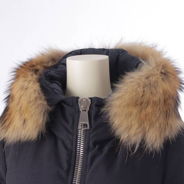 モンクレール Moncler 16年 DIMITRA ディミトラ ファー付き ダウンコート ネイビー 1 中古 通販 retro レトロ