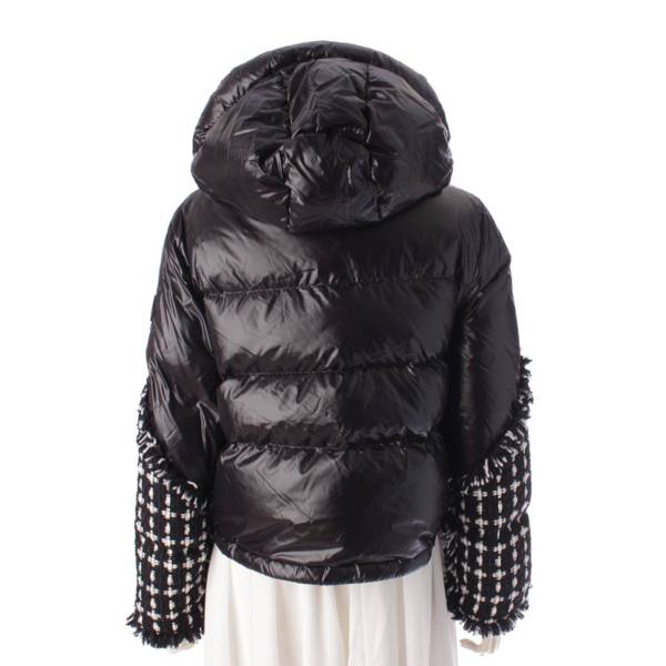 モンクレール Moncler 21年 Ginavelle ツイード切替 ダウンジャケット アウター ブラック 2 中古 通販 retro レトロ