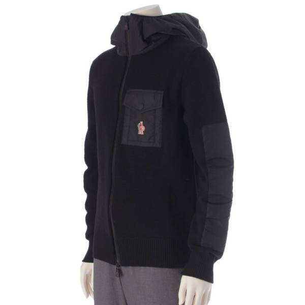 モンクレール Moncler グルノーブル メンズ 22年 スタンドカラー フード ニット パーカー ブラック M 中古 通販 retro レトロ