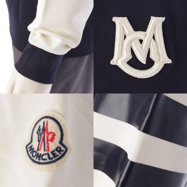 モンクレール Moncler 22年 メンズ ロゴワッペン コットン スウェット プルオーバー ネイビー×ホワイト S 中古 通販 retro レトロ