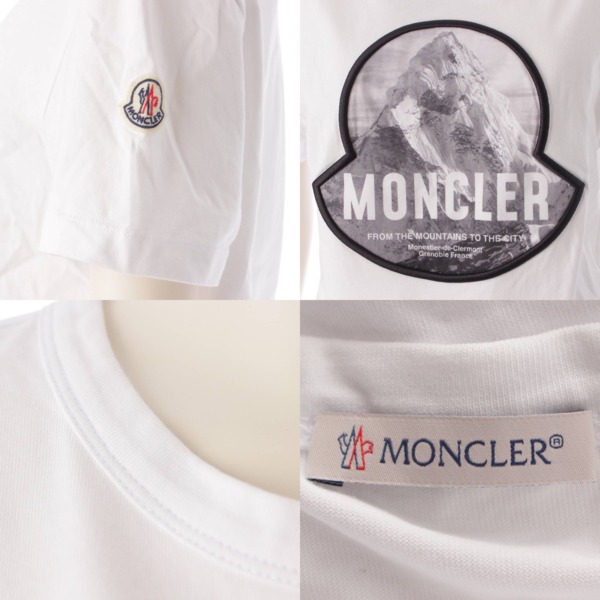 モンクレール Moncler Maglia ロゴ ワッペンプリント コットン 半袖 Tシャツ 8C7A8 ホワイト S 中古 通販 retro レトロ