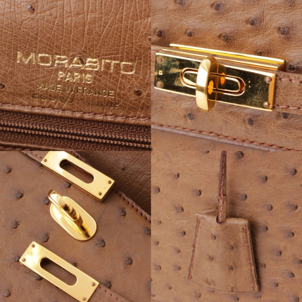モラビト(MORABITO) スカラ オーストリッチ ケリー型 ハンドバッグ