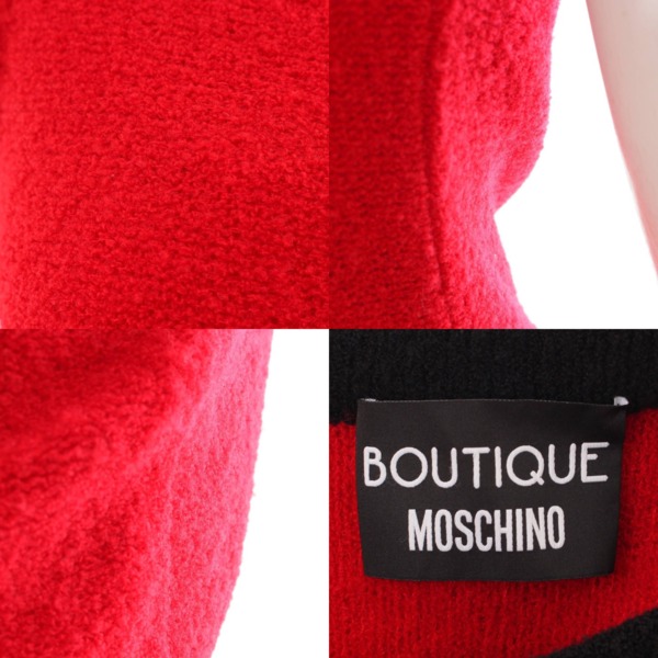 モスキーノ(Moschino) ウール ノースリーブ ニット ワンピース レッド