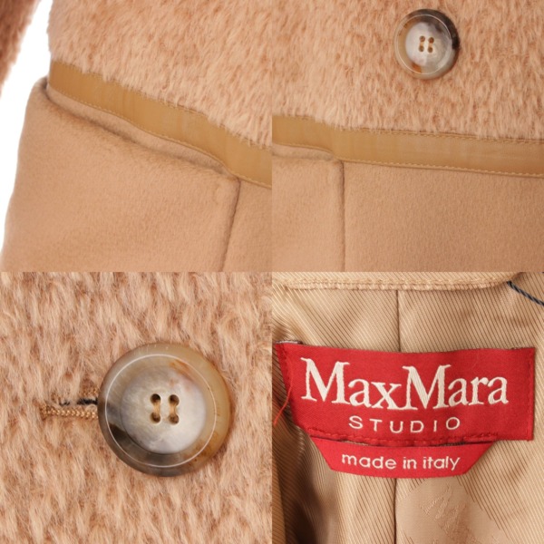 マックスマーラ ステューディオ(MAXMARA STUDIO) フード付き アルパカ ウール ファー切替 コート 60163236 ベージュ 38  中古 通販 retro レトロ