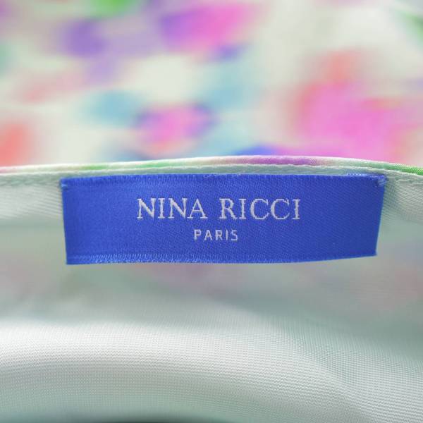 ニナリッチ Nina Ricci シルク Aライン オープンネック ノースリーブワンピース マルチカラー 36 中古 通販 retro レトロ