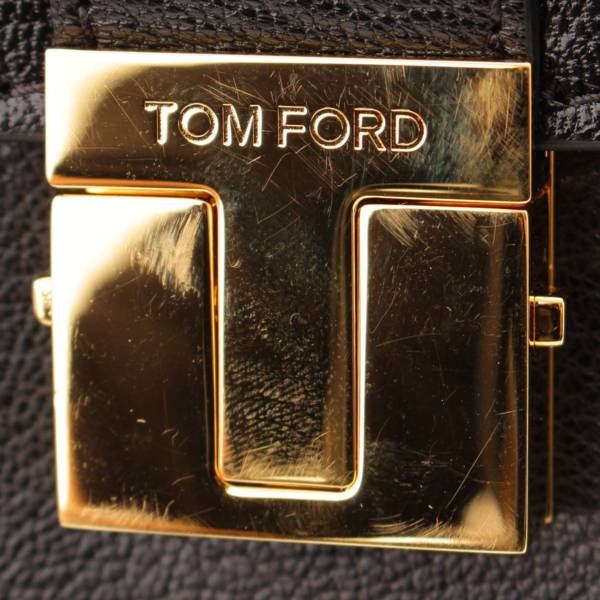 トムフォード(Tom Ford) メンズ ロゴ レザー ショルダーバッグ ブラック×ゴールド 中古 通販 retro レトロ