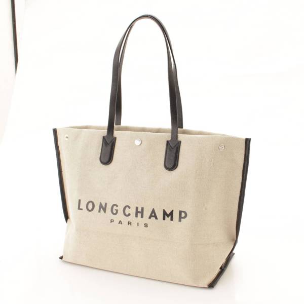 ロンシャン(Longchamp) ロゴ キャンバス×レザー トートバッグ ショッピングバッグ 10090 ナチュラル 中古 通販 retro レトロ