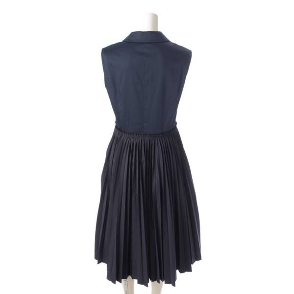 フォクシーニューヨーク Foxey New York Sevilla Dress ノースリーブ プリーツ ワンピース 42764 ネイビー 40 中古  通販 retro レトロ