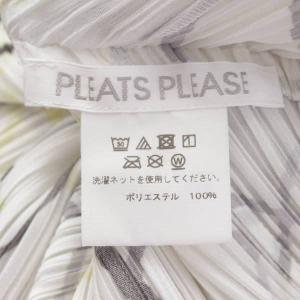 プリーツプリーズ イッセイミヤケ PLEATS PLEASE ISSEY ノースリーブ プリーツ トップス 変形 総柄 カットソー  PP03‐JK661 ホワイト 3 中古 通販 retro レトロ