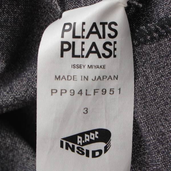 プリーツプリーズ イッセイミヤケ(PLEATS PLEASE ISSEY ) ネイティブ柄 レギンス ストレッチパンツ PP94LF951 グレー 3  中古 通販 retro レトロ