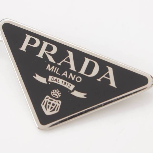 プラダ Prada メタル トライアングルロゴ ヘアピン ヘアクリップ 1IF051 ブラック×シルバー 中古 通販 retro レトロ