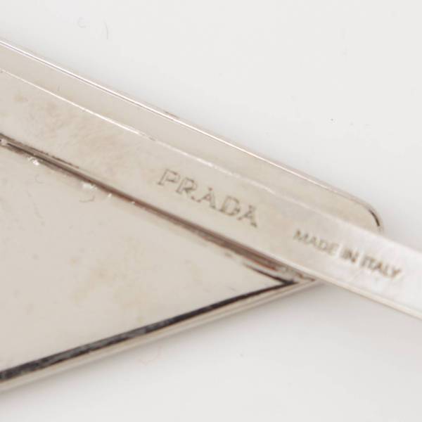 プラダ Prada メタル トライアングルロゴ ヘアピン ヘアクリップ 1IF051 ブラック×シルバー 中古 通販 retro レトロ