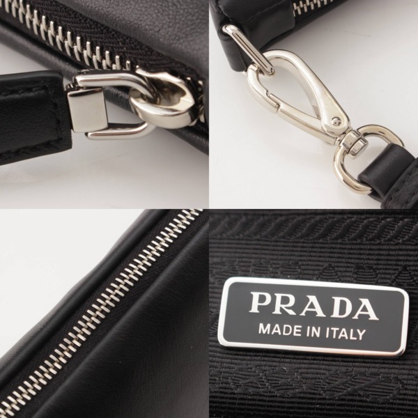 プラダ Prada メンズ トライアングル ロゴ レザー セカンド クラッチバッグ 1NE039 ブラック 中古 通販 retro レトロ