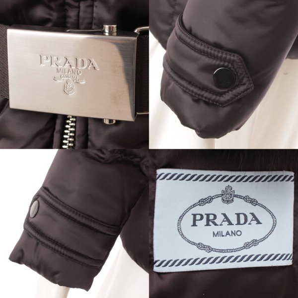 プラダ(Prada) 19AW フォックスファー付 ベルテッド ナイロン ダウン