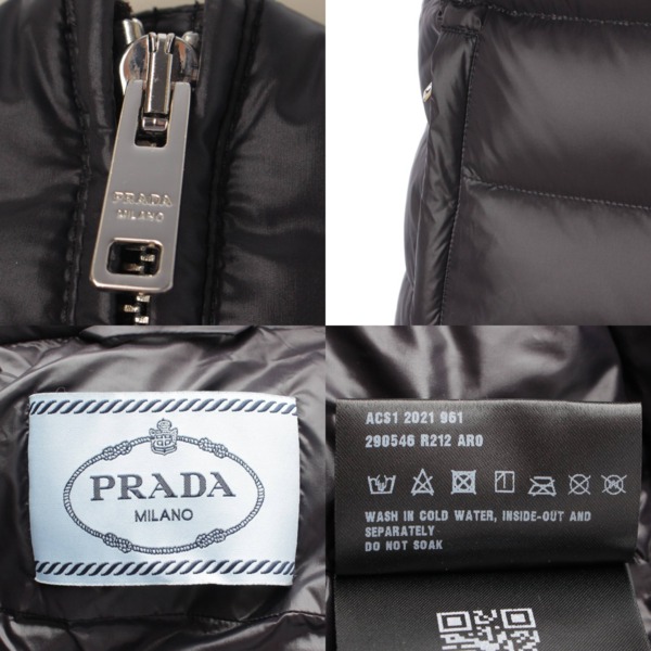 プラダ Prada 21年 三角 プレート ダウンベスト 290546 ブラック 42