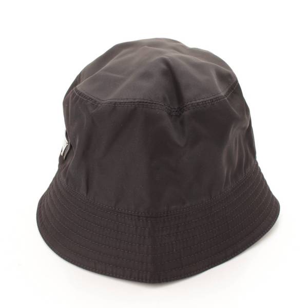 8C496 プラダ ハット 帽子 テスートナイロン ロゴ ブラック L - 通販