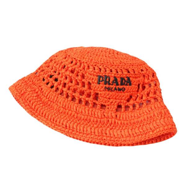 プラダ Prada 22SS ロゴ ラフィア ストローハット バケットハット 帽子