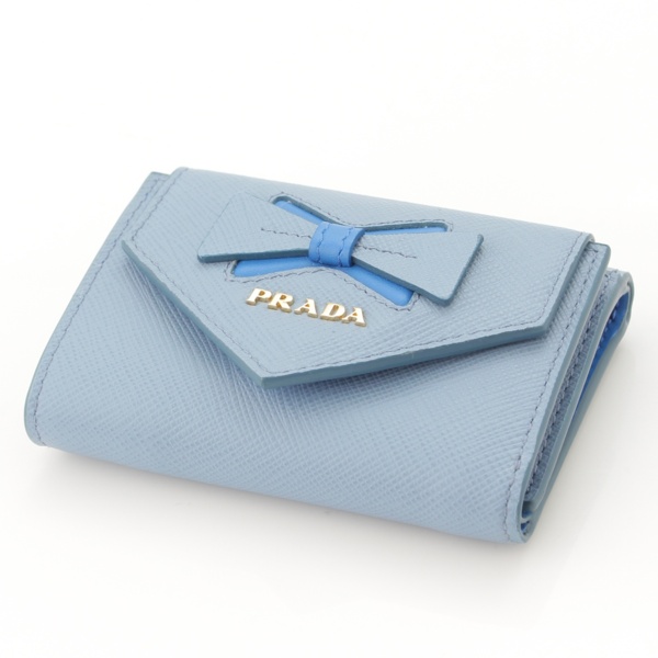 プラダ(Prada) 現行品 サフィアーノ リボン 三つ折り財布 1MH021