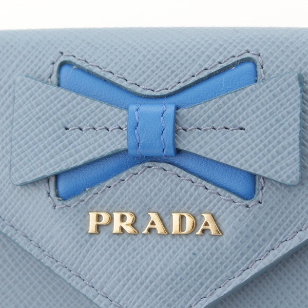 プラダ(Prada) 現行品 サフィアーノ リボン 三つ折り財布 1MH021