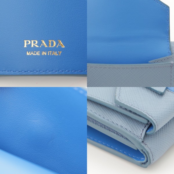 プラダ(Prada) 現行品 サフィアーノ リボン 三つ折り財布 1MH021 ブルー 中古 通販 retro レトロ