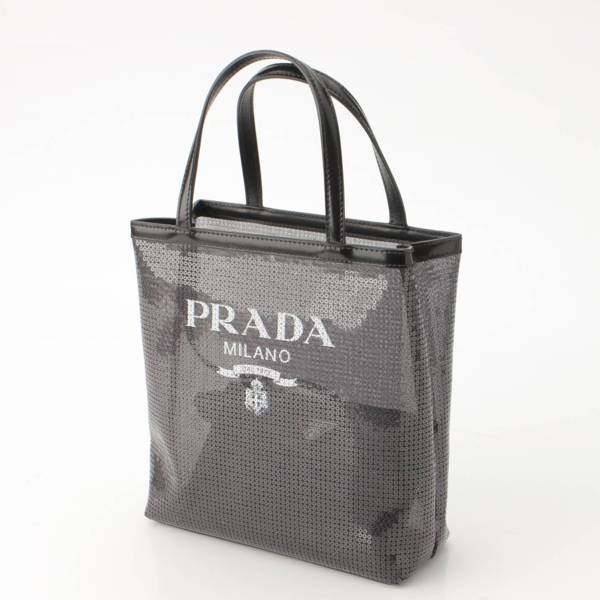 プラダ Prada スパンコール メッシュ スモール ショッピング バッグ 