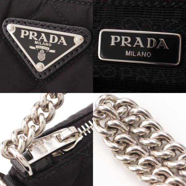 プラダ Prada 三角プレート テスートインプントゥ 2WAY チェーンハンドバッグ 1BH026 ブラック 中古 通販 retro レトロ