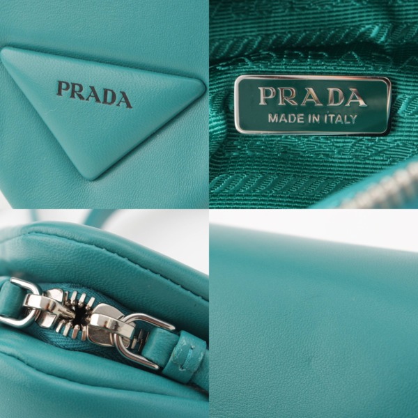 プラダ Prada トライアングル 2wayハンドバッグ ナッパレザー 1BA315 PAVONE ターコイズブルー 中古 通販 retro レトロ