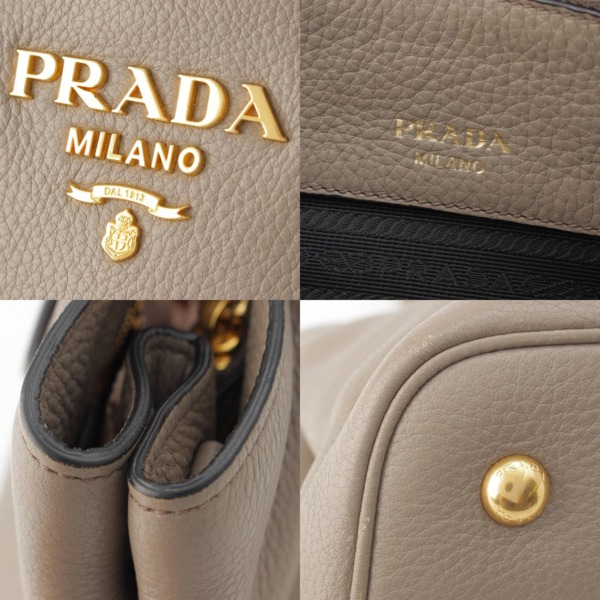 プラダ Prada ヴィッテロフェニックス レザー 2WAY ショルダーハンドバッグ 1BA058 グレー 中古 通販 retro レトロ